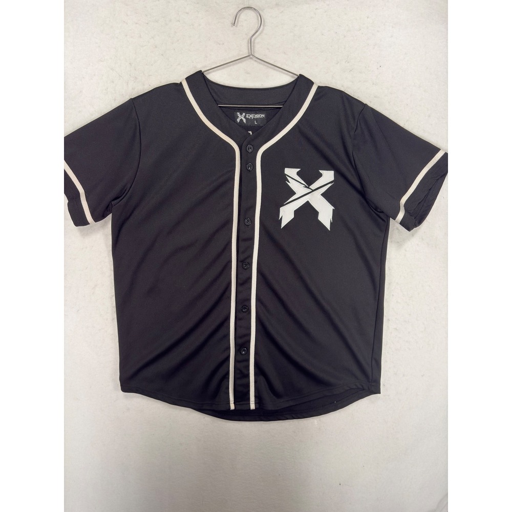 Excision Headbanger Baseball Jersey Black White Embroidered EDM Rave Mens L